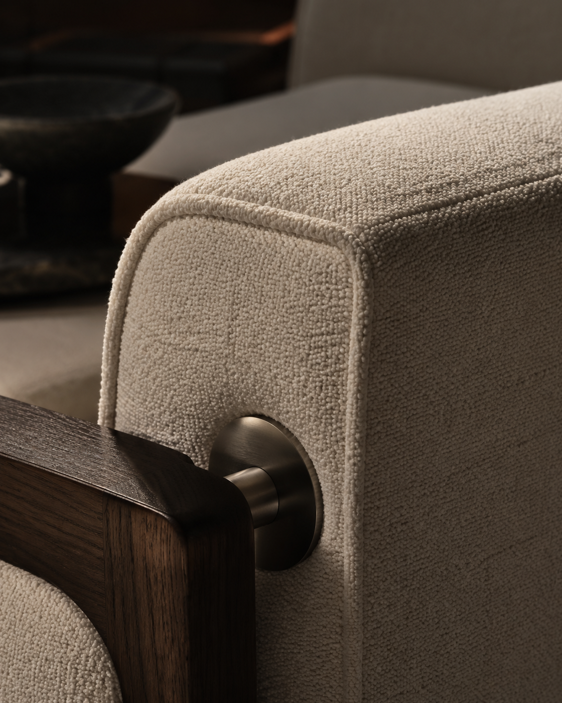 A close view of fine upholstery craftsmanship